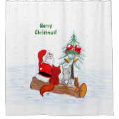 Sinterklaas met konijnenfox en eekhoorn douchegordijn (Voorkant)