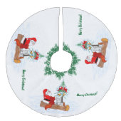 Sinterklaas met konijnenfox en eekhoorn imitatie linnen kerstboom rok (Voorkant)