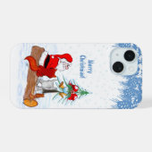 Sinterklaas met konijnenfox en eekhoorn iPhone 15 case (Achterkant horizontaal)
