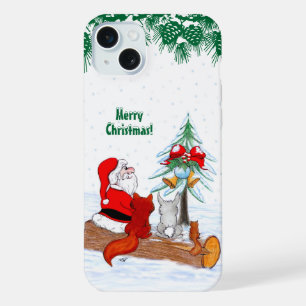 Sinterklaas met konijnenfox en eekhoorn iPhone 15 plus case