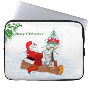 Sinterklaas met konijnenfox en eekhoorn laptop sleeve