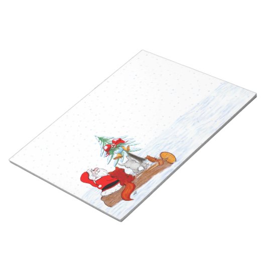 Sinterklaas met konijnenfox en eekhoorn notitieblok (Schuin)