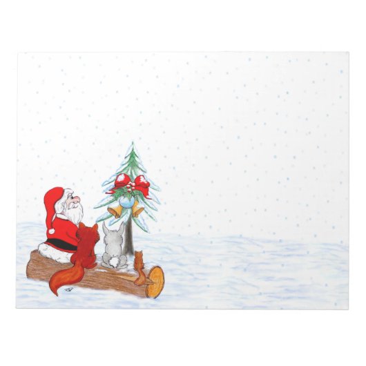 Sinterklaas met konijnenfox en eekhoorn notitieblok (Voorkant)