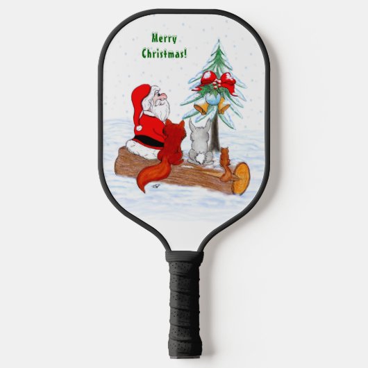 Sinterklaas met konijnenfox en eekhoorn pickleball paddle (Voorkant)