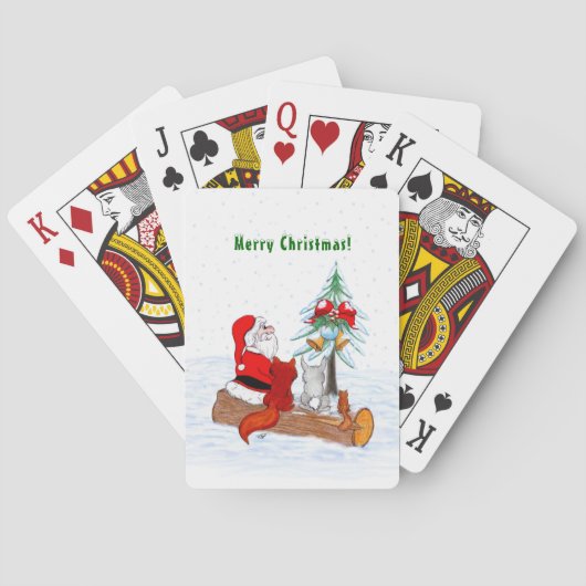 Sinterklaas met konijnenfox en eekhoorn pokerkaarten (Achterkant)