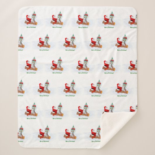 Sinterklaas met konijnenfox en eekhoorn sherpa deken (Voorkant)