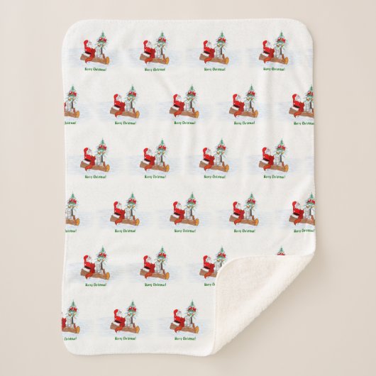 Sinterklaas met konijnenfox en eekhoorn sherpa deken (Voorkant)