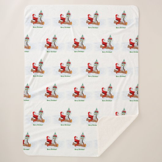 Sinterklaas met konijnenfox en eekhoorn sherpa deken (Voorkant)