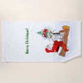 Sinterklaas met konijnenfox en eekhoorn strandlaken (Voorkant)