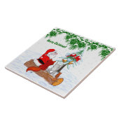 Sinterklaas met konijnenfox en eekhoorn tegeltje (Zijkant)