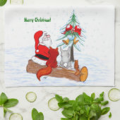 Sinterklaas met konijnenfox en eekhoorn theedoek (Gevouwen)