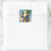 Sinterklaas met koortsboom vierkante sticker (Tas)