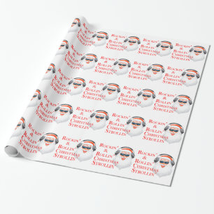 Sinterklaas met koptelefoon cadeaupapier