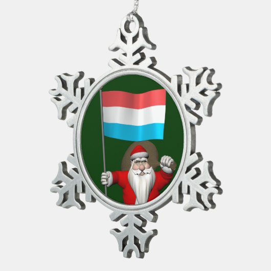 Sinterklaas met Luxemburgse aftekening Tin Sneeuwvlok Ornament (Rechts)