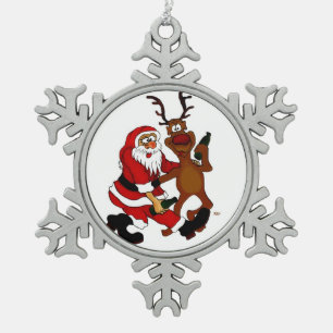 Sinterklaas met maas - Prost het tassen! Tin Sneeuwvlok Ornament