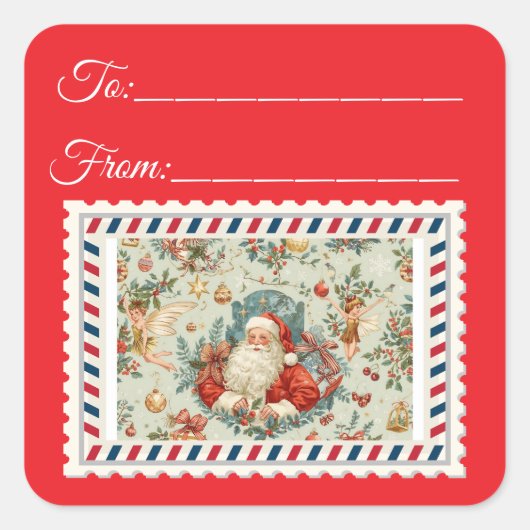  Sinterklaas met Magie & Fairies Square St Vierkante Sticker (Voorkant)