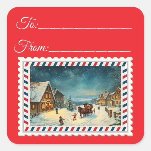  Sinterklaas met Magie & Fairies Square St Vierkante Sticker (Voorkant)