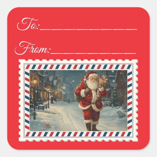  Sinterklaas met Magie & Fairies Square St Vierkante Sticker (Voorkant)