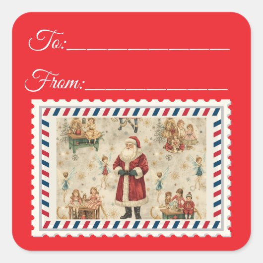  Sinterklaas met Magie & Fairies Square St Vierkante Sticker (Voorkant)