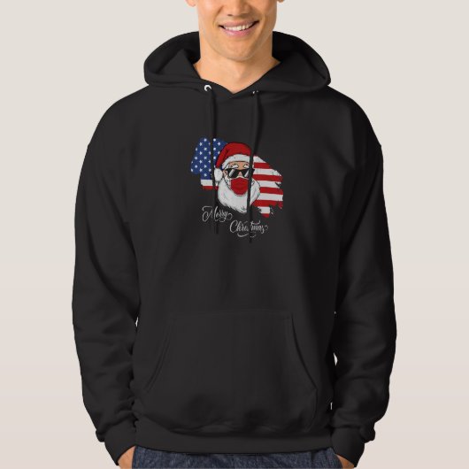 Sinterklaas met masker en Amerikaanse vlag Kerstmi Hoodie (Voorkant)
