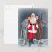 Sinterklaas met meisjes van 1950 feestdagenkaart (Voorkant / Achterkant)