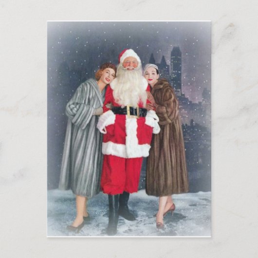 Sinterklaas met meisjes van 1950 feestdagenkaart (Voorkant)