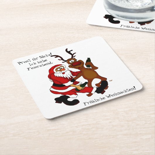 Sinterklaas met mouwen - vorst kartonnen onderzetters (Schuin)