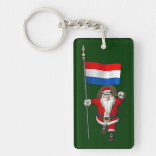 Sinterklaas met Nederlands aftekening Sleutelhanger