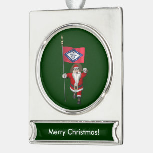Sinterklaas met ontslag van Arkansas Verzilverd Banner Ornament