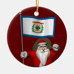 Sinterklaas met ontslag van West Virginia Keramisch Ornament