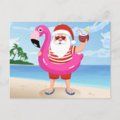 Sinterklaas met opblaasbare flamingo briefkaart (Voorkant)