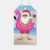 Sinterklaas met opblaasbare flamingo cadeaulabel (Voorkant)