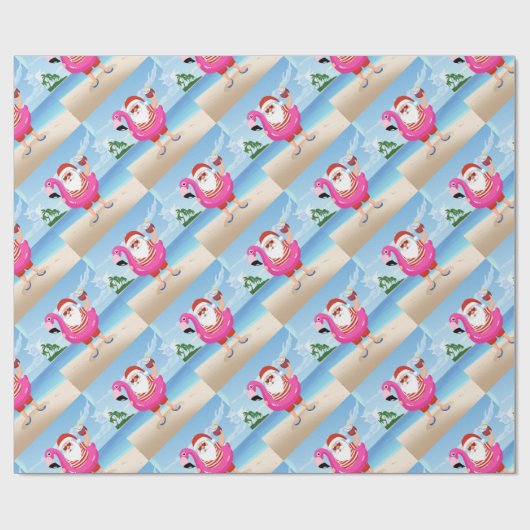 Sinterklaas met opblaasbare flamingo cadeaupapier (Vlak)