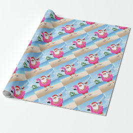 Sinterklaas met opblaasbare flamingo cadeaupapier