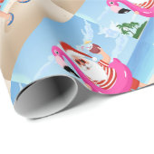 Sinterklaas met opblaasbare flamingo cadeaupapier (Rol Hoek)