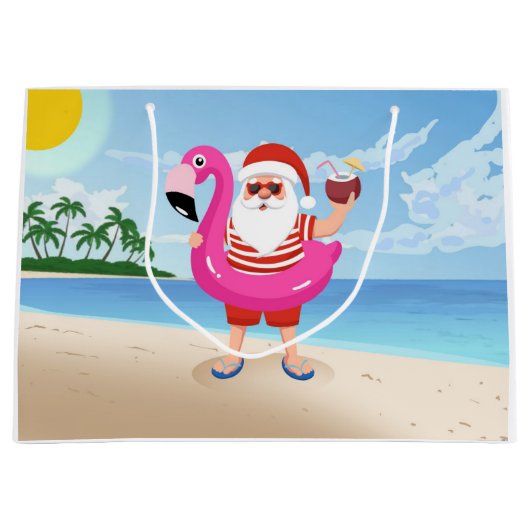 Sinterklaas met opblaasbare flamingo groot cadeauzakje (Voorkant)