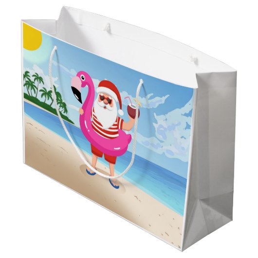 Sinterklaas met opblaasbare flamingo groot cadeauzakje (Achterkant Gekanteld)