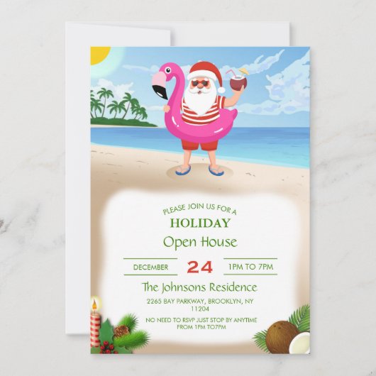 Sinterklaas met opblaasbare flamingo kaart (Voorkant)