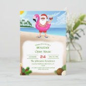 Sinterklaas met opblaasbare flamingo kaart (Staand voorkant)