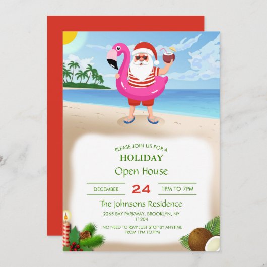 Sinterklaas met opblaasbare flamingo kaart (Voorkant / Achterkant)