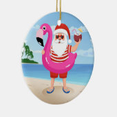 Sinterklaas met opblaasbare flamingo keramisch ornament (Rechts)