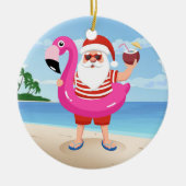 Sinterklaas met opblaasbare flamingo keramisch ornament (Voorkant)