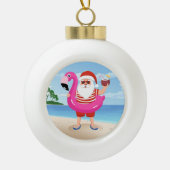 Sinterklaas met opblaasbare flamingo keramische bal ornament (Voorkant)