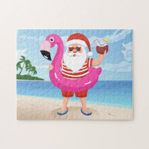 Sinterklaas met opblaasbare flamingo legpuzzel