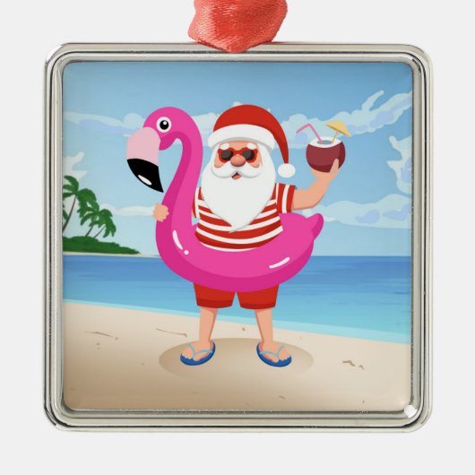 Sinterklaas met opblaasbare flamingo metalen ornament (Voorkant)