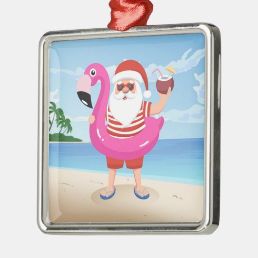 Sinterklaas met opblaasbare flamingo metalen ornament (Links)