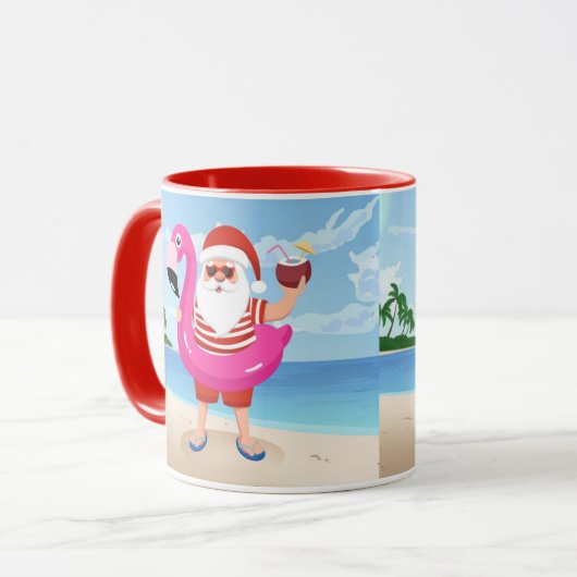 Sinterklaas met opblaasbare flamingo mok (Voorkant links)