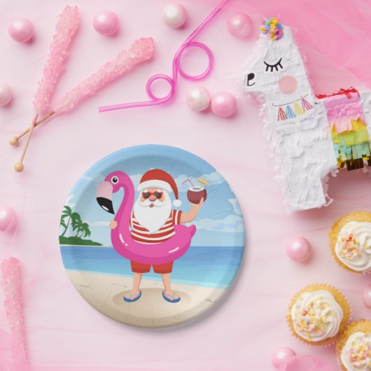 Sinterklaas met opblaasbare flamingo papieren bordje (Feest)