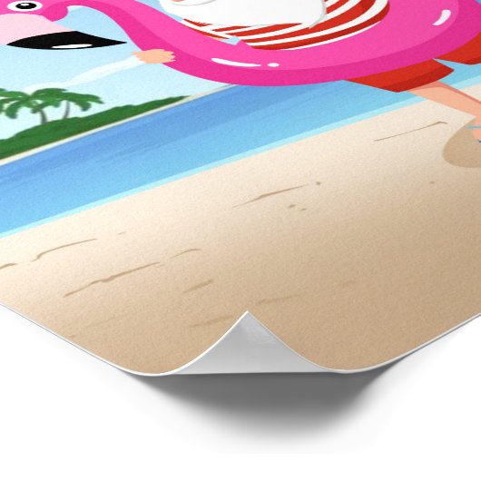 Sinterklaas met opblaasbare flamingo poster (Hoek)