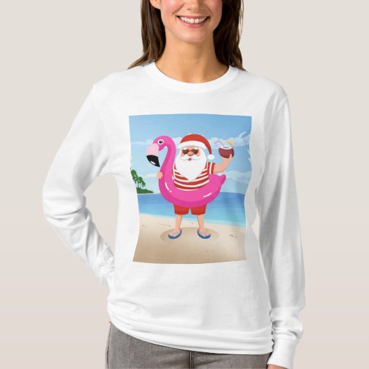 Sinterklaas met opblaasbare flamingo t-shirt (Voorkant)
